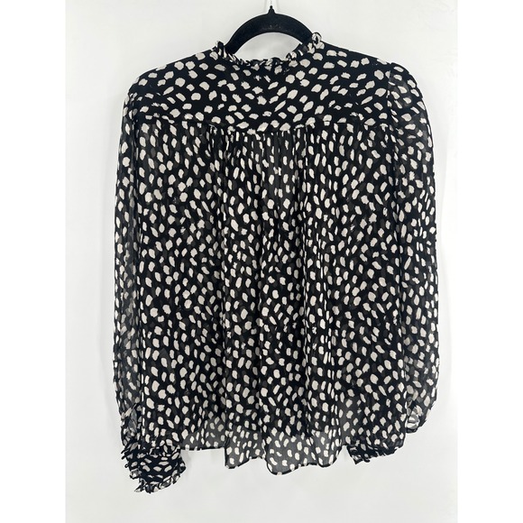 Ba&sh Bingo Ruffled Trim Blouse Black White Small - Picture 5 of 6